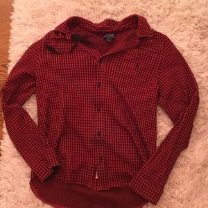 Red and black checkered shirt